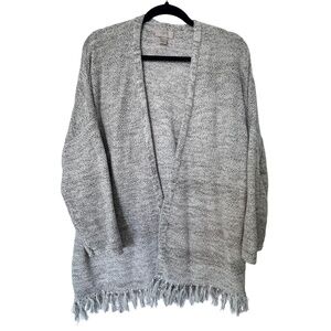 Loft Open Cardigan Sweater with Fringe | Size XL